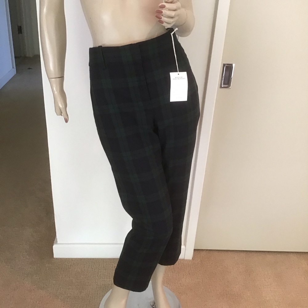 NEW J Crew Blue Green Glen Plaid Cameron Wool Perfecting Pockets Slacks Pants 8